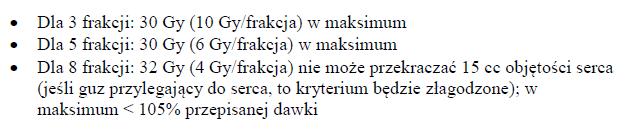 Dawki tolerancji w SBRT Ograniczenia