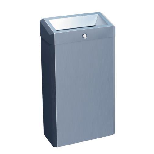 Przykładowy kosz na odpady otwarty 53. Kosz na odpady do damskich toalet - wymiary (SxGxW): min. 33 x 16 x 60 cm - pojemność min.