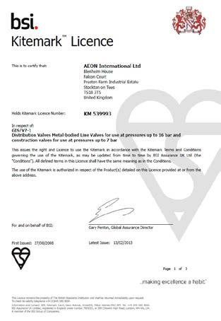 Design, Procurement, Assembly, Test, Sales and Marketing of Valves This is to certify that: Radius Systems Limited Radius House Berristow Lane South Normanton Alfreton DE55 2JJ United Kingdom Holds