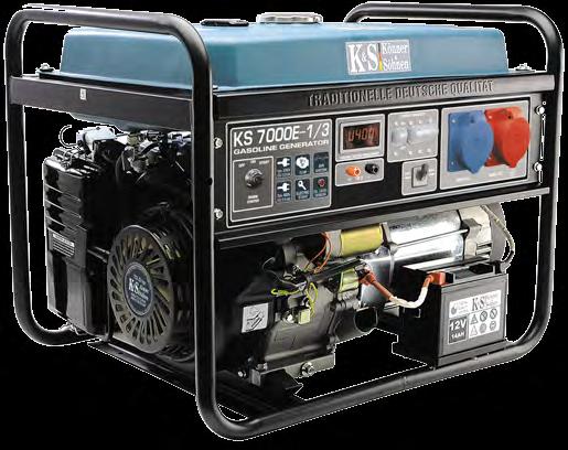 GENERATORY BENZYNOWE Z SYSTEMEM VTS WYSOKOWYDAJNE MODELE Z SYSTEMEM PRZEŁĄCZANIA FAZ VTS (VOLTAGE TRANSFER SWITCH) Z JEDNAKOWĄ MOCĄ DLA 1 I 3 FAZ Z SYSTEMEM VTS KS 7000E -1/3 Moc maks./nom.