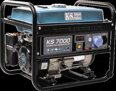 2 kg Wzmocniona stalowa rama ᴓ 28 mm Automatyczne zabezpieczenie przed przeciążeniem System wyłączania przy niskim poziomie oleju System antywibracyjny Łatwy start Alternator 1-fazowy Automatyczny