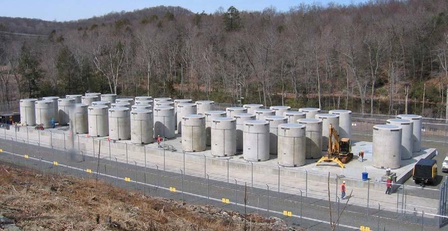 Concrete casks storing spent fuel at the Connecticut Yankee