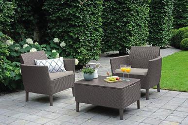 STOLIK: 76x56x41cm CURVER  SZARY 2xFOTEL: