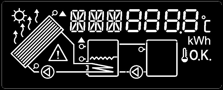 Opis wyświetlacza LCD Na ilustracji 2 przedstawiony jest wyświetlacz LCD z zapalonymi wszystkimi symbolami, podczas normalnej pracy wyświetlane są tylko potrzebne symbole.