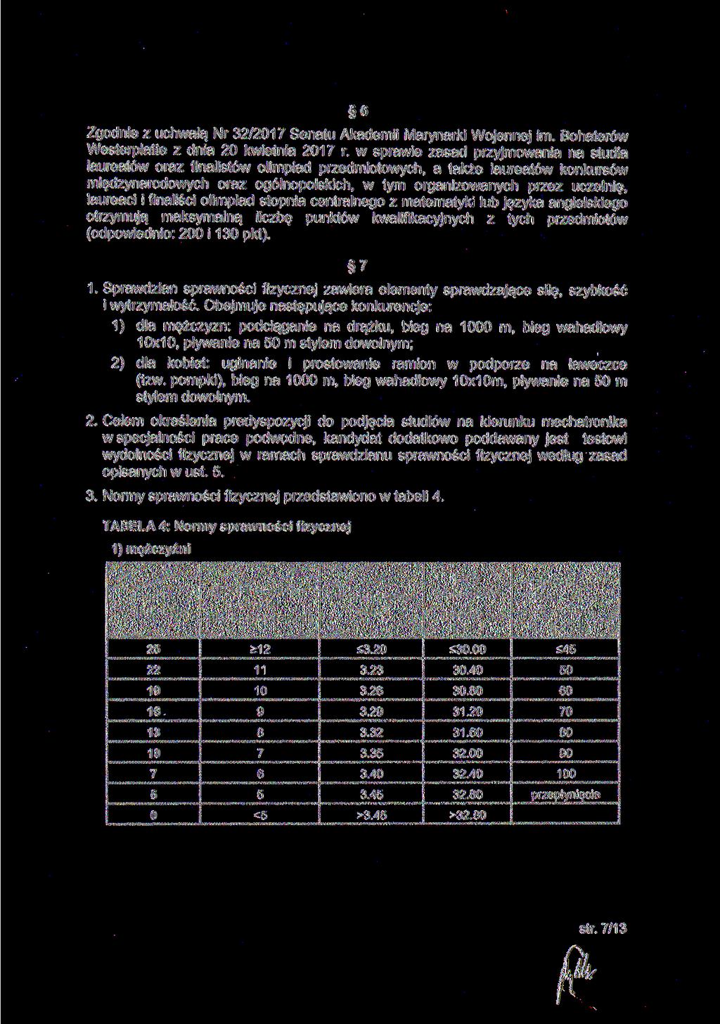 6 Zgodnie z uchwałą Nr 32/2017 Senatu Akademii Marynarki Wojennej im. Bohaterów Westerplatte z dnia 20 kwietnia 2017 r.