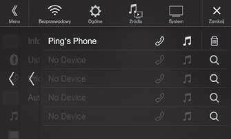Upewnij się, że funkcja Bluetooth ustawiona jest na On ( ). 3 Dotknij przycisku [Ustaw urządzenie Bluetooth].