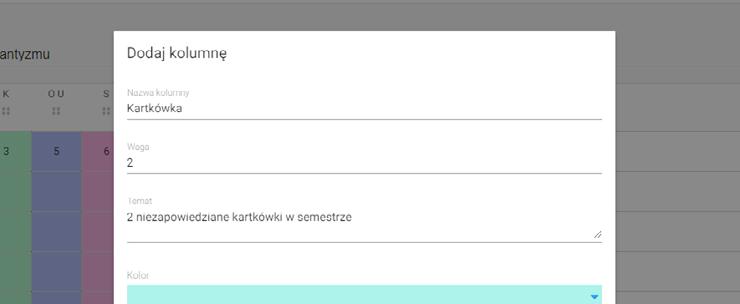 Pamiętaj, że oceny, które są wliczane do średniej muszą być wpisywane w dzienniku zgodnie z WSO. 2D. Dodawanie kolumny na (+) i (-) 1.