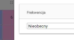 Kliknij niebieski przycisk OK, aby zatwiedzić zmianę. 3B. Korekta stanu obecności (z podglądu frekwencji) 1. Wejdź w podgląd frekwencji wybierając Moja szkoła Dziennik Frekwencja. 2.