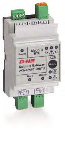 AdComNet Bramka Modbus ACN-GW501-MRTU-000 Cechy Uniwersalny interfejs do sieci Modbus Zintegrowany router i repeater AdComNet Funkcjonalność w obrębie segmentów i w segmencie podrzędnym pozostaje