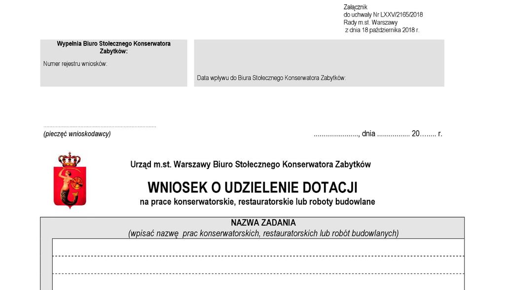 30 31 1. JAK WYPEŁNIĆ WNIOSEK W tym miejscu wpisz nazwę obiektu, która występuje w rejestrze zabytków lub gminnej ewidencji zabytków.