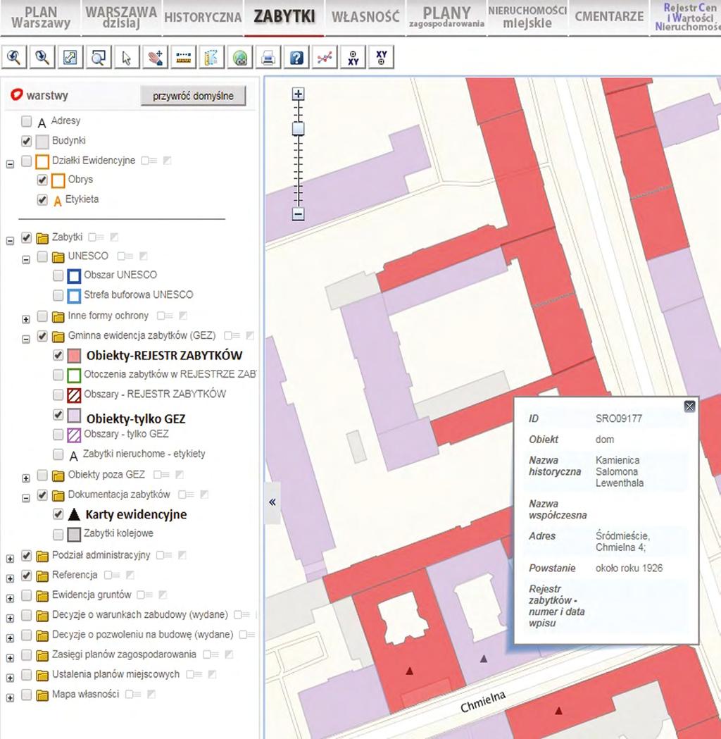 8 9 Serwis mapowy Urzędu Miasta www.mapa.um.warszawa.pl Tu szybko sprawdzisz, czy dany budynek znajduje się w rejestrze zabytków lub gminnej ewidencji zabytków.