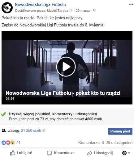 Zasięgi w social mediach Facebook: 1029 fanów (stan na 07.08.