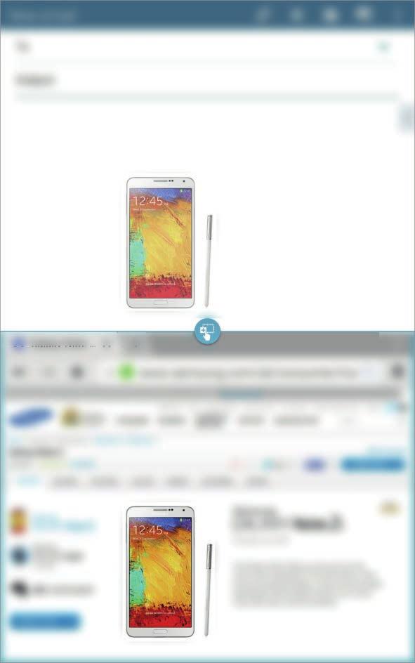 Podstawowe informacje 2 Dotknij okręgu pomiędzy oknami aplikacji, a następnie dotknij ikony.