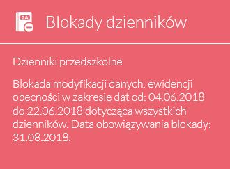 startowej użytkownika pojawia się kafel Blokady dzienników, zawierający