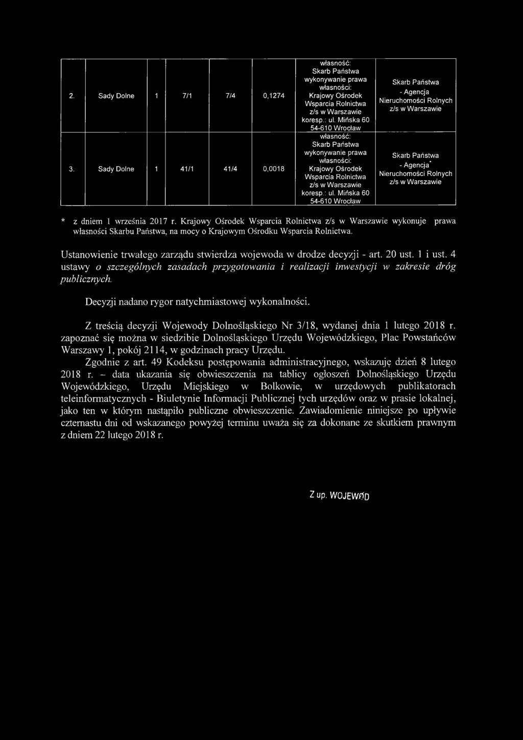 Ustanowienie trwałego zarządu stwierdza wojewoda w drodze decyzji - art. 20 ust. 1 i ust. 4 ustawy o szczególnych zasadach przygotowania i realizacji inwestycji w zakresie dróg publicznych.