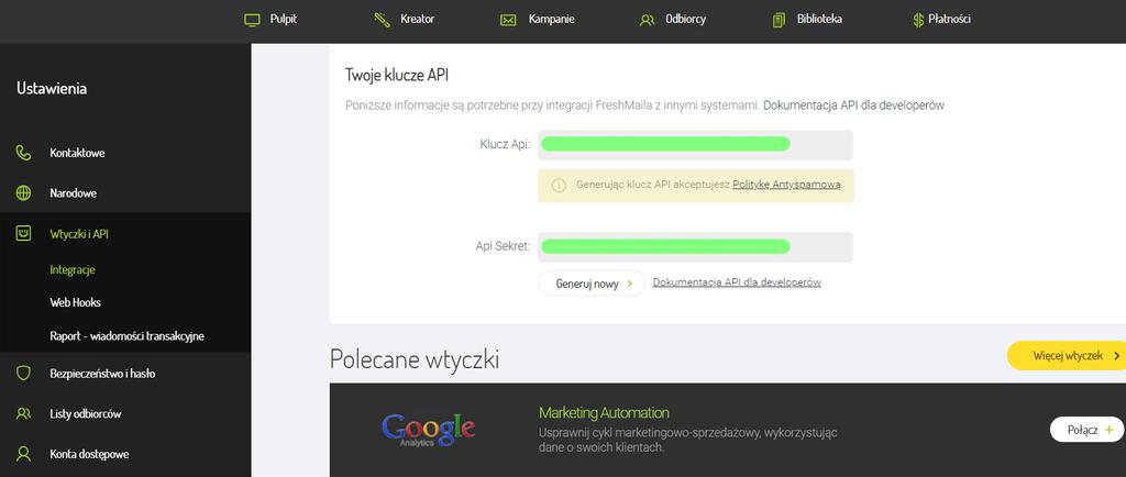 Krok 6 Zaloguj się do aplikacji FreshMail.