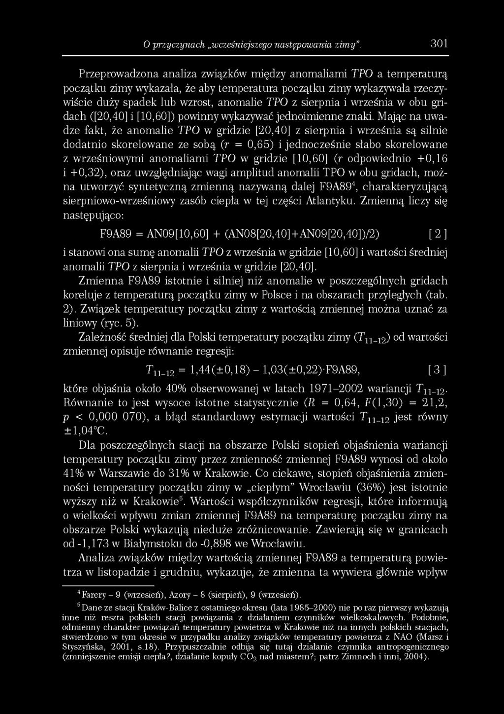 O 'przyczynach wcześniejszego następowania zimy".