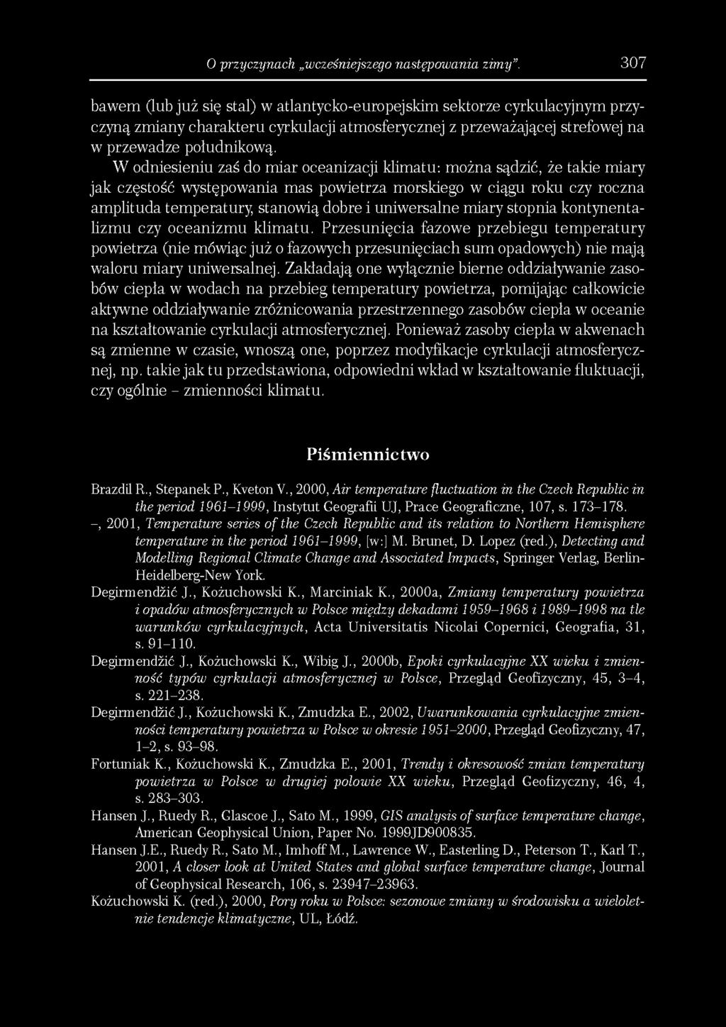 O 'przyczynach wcześniejszego następowania zimy".