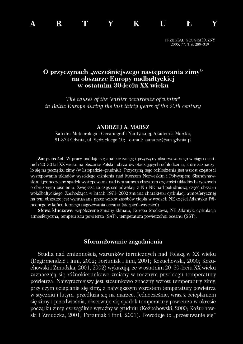 A R T Y K U Ł Y PRZEGLĄD GEOGRAFICZNY 2005, 77, 3, s.