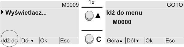 AC 01.2 Obsługa Rysunek 8: Bezpośrednie wywołanie (przykład) 3.4. Poziom użytkownika, hasło W najniższym wierszu ekranu pojawia się: Idź do 1. Nacisnąć przycisk Idź do.
