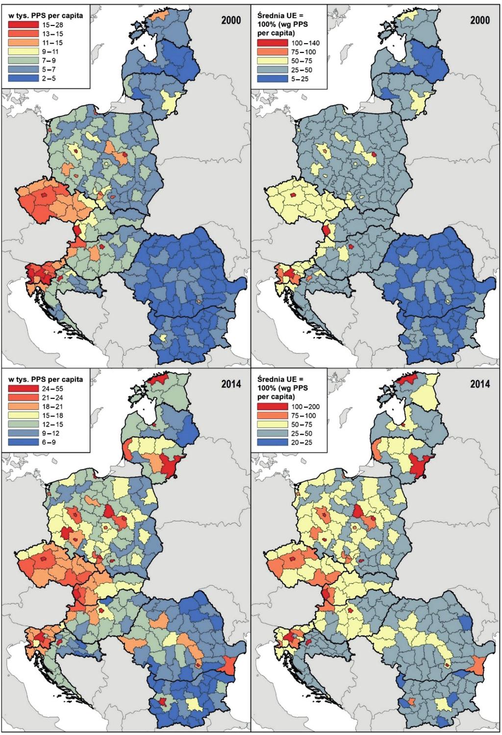 Zróżnicowanie regionalne produktu krajowego brutto w postsocjalistycznych państwach 91 Ryc. 2.