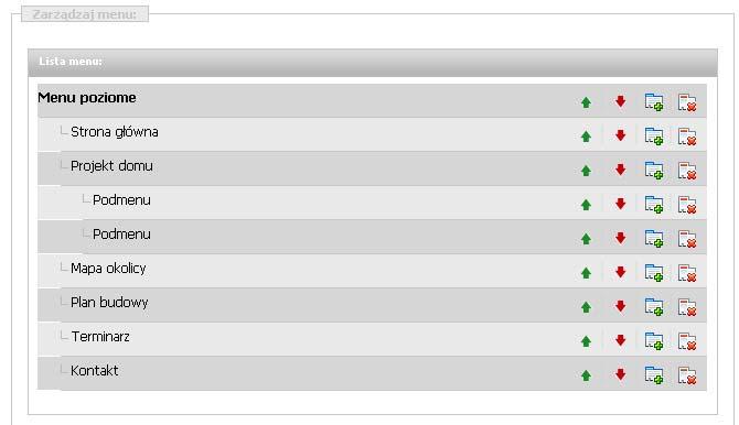 7. Zarządzanie menu strony Moduł ten służy do zarządzania pozycjami w menu naszej strony www.