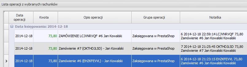 oraz zmiana grupy/statusu operacji w programie
