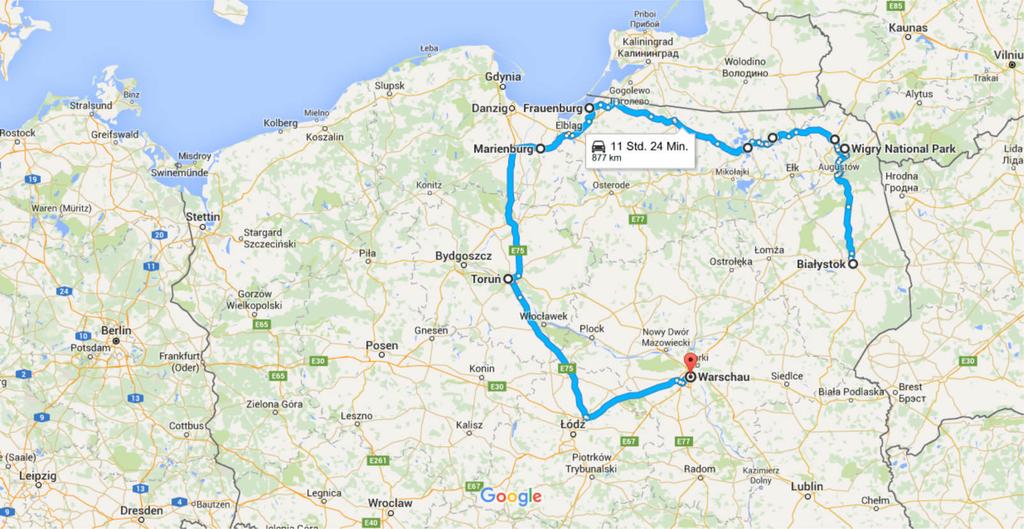 Białystok, Polen nach Warschau, Polen - Google Maps 1 von 14 13.04.