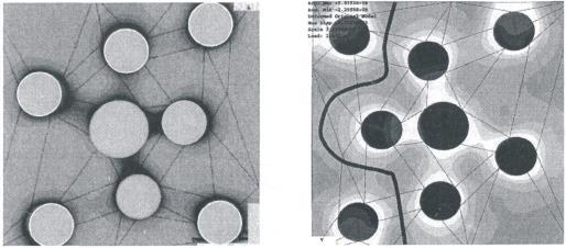 właściwości kompozytu; a.- d. Mikro/nano kompozyty z wtrąceniami o różnych kształtach; e. Kompozyt z dwoma lub f. trzema niereaktywnych wzajemnie fazami; g.