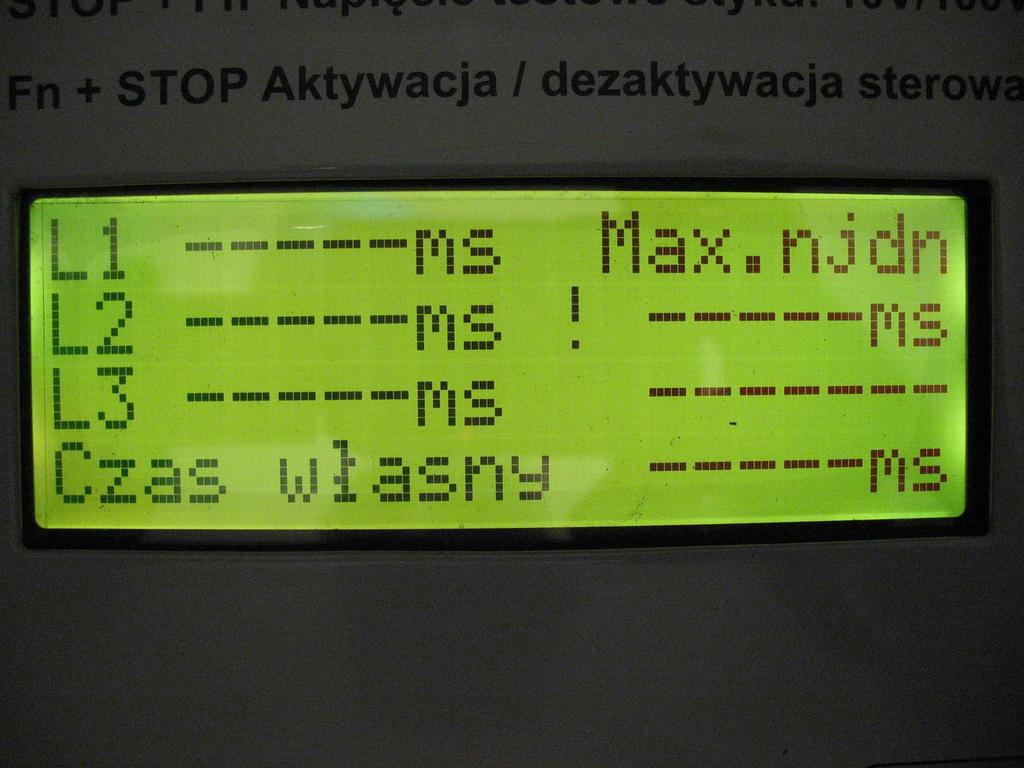 9. STEROWANIE CEWKAMI WYŁĄCZNIKÓW I POMIAR CZASU WŁASNEGO WYŁĄCZNIKA 1. Przygotować aparat do pracy 2. Dołączyć do aparatu odpowiednio skrzynki sprzęgów. 3.