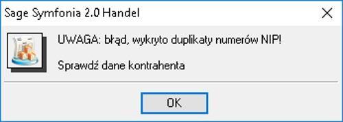 Dzia anie dodatku Dodatek wprowadza funkcje: 1. Informuje o zduplikowanych NIP-ach przed zapisem nowego kontrahenta. 2. Umo liwia wykonanie zestawienia informacji o zduplikowanych NIP-ach. 3.