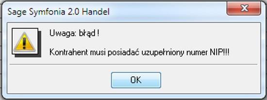 Wystawianie faktury dla kh bez NIP W przypadku próby wystawienia faktury dla kontrahenta bez NIP, pojawi si komunikat.