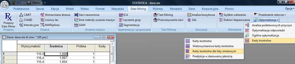 Zwykle w przypadku jednej właściwości tworzymy nie tylko kartę X-średnie, ale również kartę zmienności (np. R), pokazującą, jaka jest zmienność w obrębie próbki.