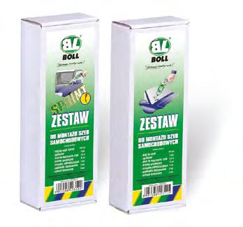 kleju do szyb samochodowych BOLL 310 ml lub kleju do szyb samochodowych BOLL SPRINT 310 ml oraz: aplikator do środka gruntującego, drut do wycinania szyb samochodowych (1,5 m), środek gruntujący BOLL