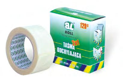 TAŚMY KLEJĄCE I INNE BOLL taśma odchylająca 2 w 1 Taśma stosowana do maskowania uszczelek szyb wklejanych. Plastikowy pasek umożliwia łatwe umieszczanie taśmy pod uszczelką.