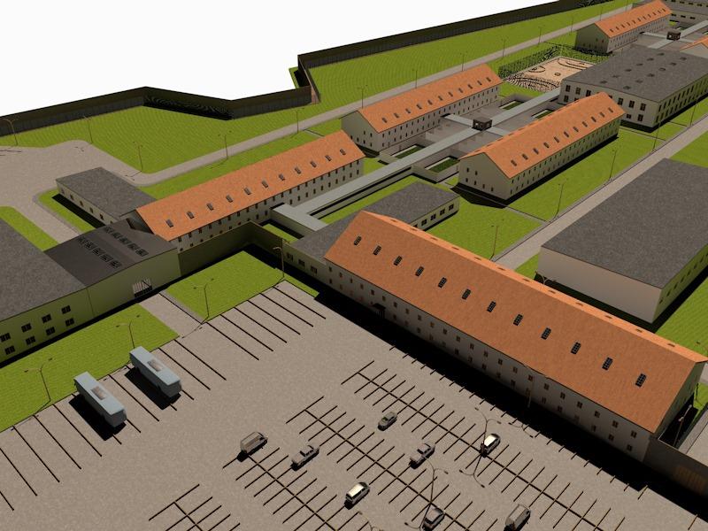 WIZUALIZACJE KONCEPCJI ZAGOSPODAROWANIA TERENU - STREFA TERENU ŚCISŁEGO BUDYNEK PENITNCJARNY PLACE SPACEROWE BUDYNEK PRZYJĘĆ/ ZWOLNIEŃ BUDYNEK WIĘZIENNEJ SŁUŻBY ZDROWIA