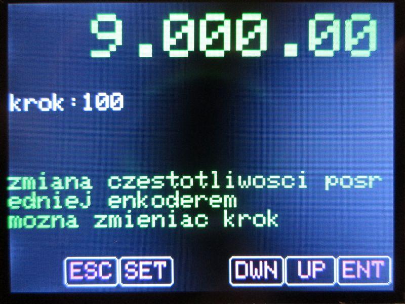Klawiszami DWN i UP sterujemy wskaźnikiem (pozioma kreska).