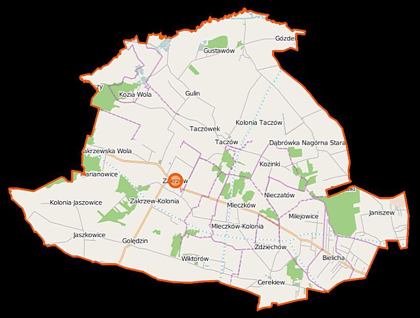 Rysunek 3. Układ osadniczy Gminy Zakrzew Źródło: https://pl.wikipedia.org/wiki/zakrzew_(gmina_w_wojew%c3%b3dztwie_mazowieckim) 3.1.2.
