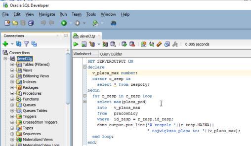 PL/SQL co, gdzie i dlaczego? PL/SQL to język proceduralny rozszerzający deklaratywne możliwości języka SQL o proceduralne konstrukcje takie jak: zmienne, pętle, instrukcje warunkowe, obsługę wyjątków.