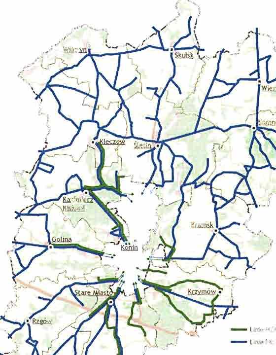 J Granica powiatu konińskiego Siedziby gmin 5 km Mapa 4.