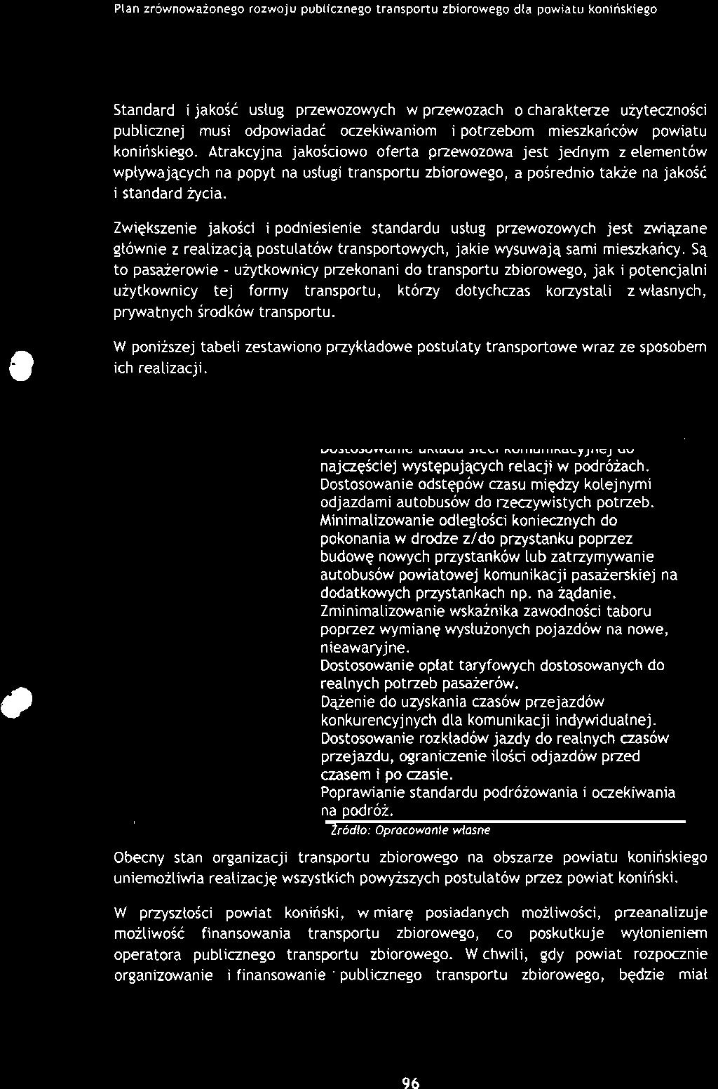 Zwiększenie jakości i podniesienie standardu usług przewozowych jest związane głównie z realizacją postulatów transportowych, jakie wysuwają sami mieszkańcy.