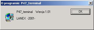 Pasek menu umożliwia wywołanie następujących opcji: - Konfiguracja parametrów połączenia z multiplekserem TM-47.1-2. - Polecenie otwarcia nowego okna terminala dla portu RS-232.