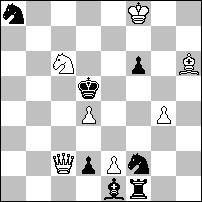 blokowaniami. Wstęp oddaje wolne pole f4. 1.Se4!~ 2.Hf6+ A Kd5 3.Hd6# B 1 Wd6 2.H:d6+ B Kf53.Hf6# A 1 Kf4 2.Hg5+C K:f3 3.Hg3#D 1 Ge6 2.Hg3+ D Kf5 3.Hg5# C 2 Kd5 3.Hd6#1 Gf5 2.