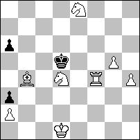 4 pochwała nr 13 - Andrzej BABIARZ Miniatura z trzema matami wzorowymi i efektowną grą. 1.g4! tempo h:g4 2.Wb1! ~ 3.Wh1# 1 h4 2.Kg8! ~ 3.Wb6# 1 Kh7 2.W:g5 Kh6 3.W:h5#.