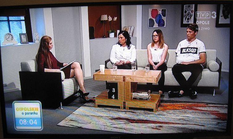 Beneficjenci projektu mobilności na antenie opolskiej telewizji 11 maja br. na antenie opolskiej telewizji, w audycji O! polskie o poranku red.