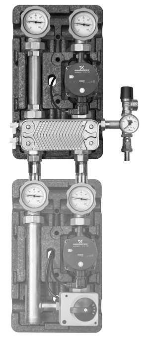 Systemy rozdzielające System rozdzielający / 8 Przeznaczony do oddzielenia układów grzewczych Kompletny, z pompą obiegową (dł.