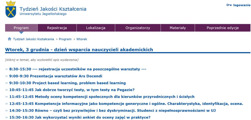 (np o KRK) warsztaty w ramach Tygodnia Jakości