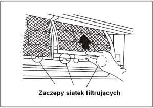2. Chwyć siatkę filtrującą i podnieś nieco do góry, aby zdjąć siatkę