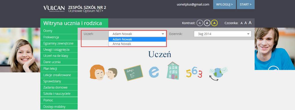 rodzica), to z poziomu Witryny ucznia i rodzica możesz przeglądać informacje dotyczące każdego dziecka.