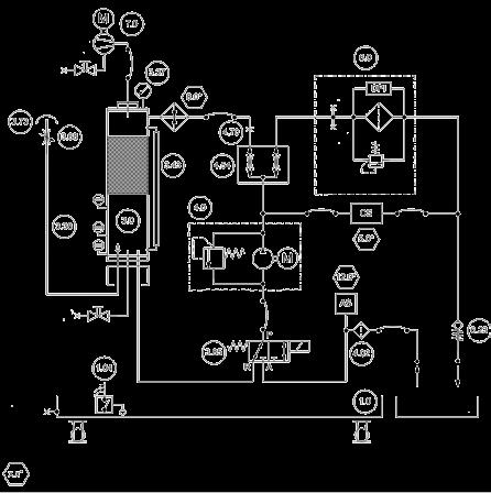 Schemat hydrauliczny Spust powietrza Wlot powietrza Odpowietrzanie Alarm Maks. Min. Wlot Wylot Podzespoły opcjonalne Poz. Oznaczenie 1.0 Wanna ociekowa 1.04 Przełącznik pływakowy Wanna oc. pelna 3.